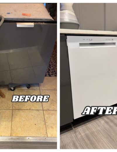 Dishwasher installation with hardwired electrical connection in Roslyn and Oreland, PA – before and after handyman project