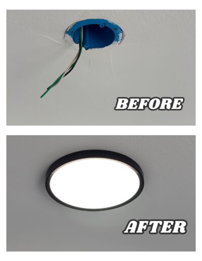 LED ceiling light installation in Glenside and Rockledge, PA – before and after handyman project