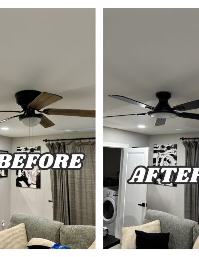 Ceiling fan replacement and installation in Horsham and Hatboro, PA – before and after handyman project