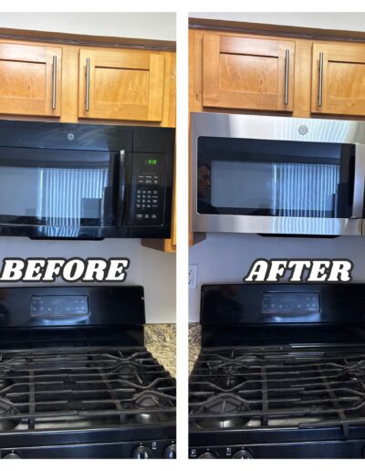 Microwave installation before and after – professional handyman service in Abington, PA