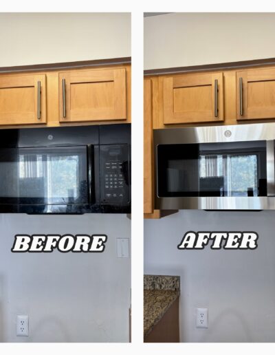 Microwave replacement and installation in Ambler and Maple Glen, PA – before and after handyman project