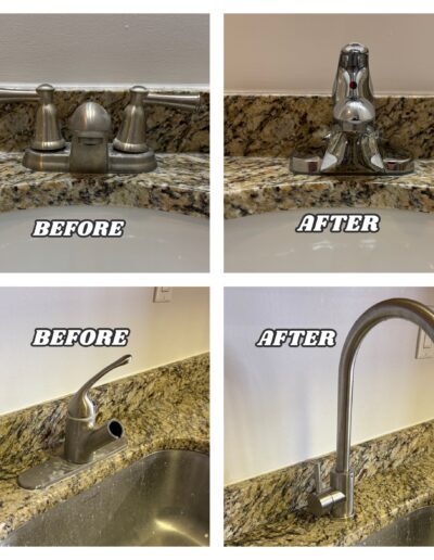 Bathroom and kitchen faucet replacement – before and after – Handyman Local Service – Ambler & Warminster, PA