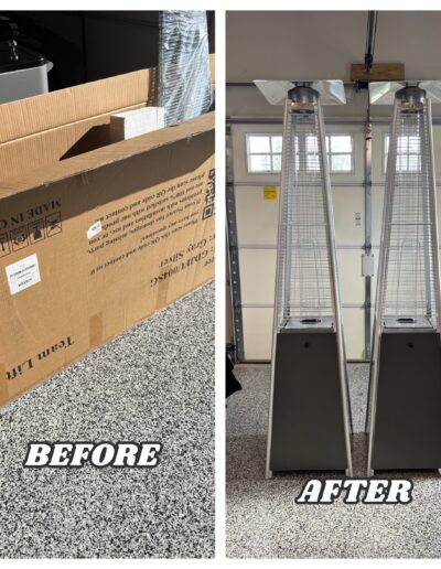 Outdoor patio heaters assembly before and after – Handyman Local Service – Ambler, PA