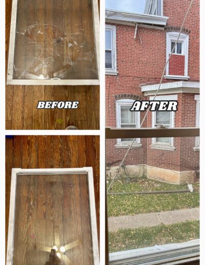 Before and after insulated glass unit (IGU) replacement for a residential window in Blue Bell, PA.