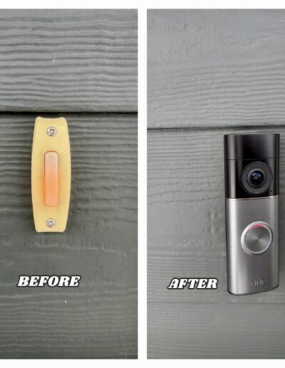 Modern Ring Video Doorbell professionally mounted on a front door in Horsham, PA.