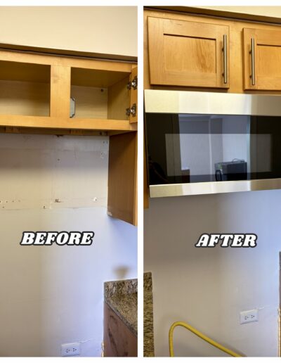GE stainless steel over-the-range microwave installation in Hatboro kitchen.